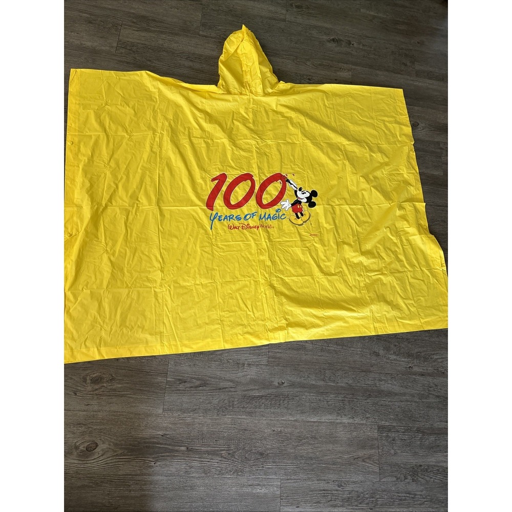 Disney 100 Years Of Magic Rain Poncho Unisex Adults One Size Mickey Mouse Yellow